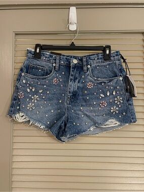 BlankNYC Rhinestone Denim Shorts - The Barrow Vintage High Rise